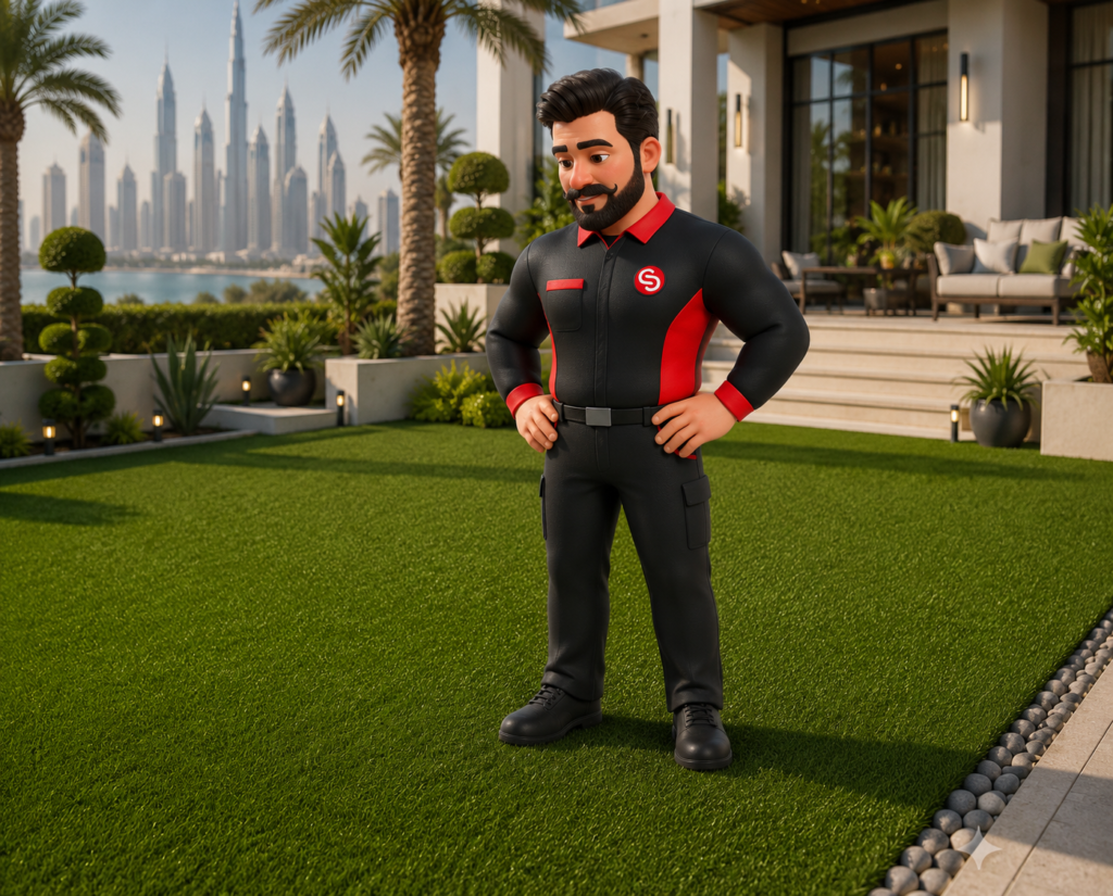 Artificial grass installation in Dubai by Service Plix