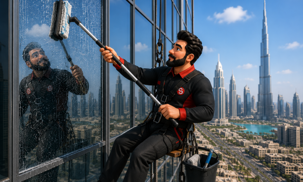 Commercial facade cleaning in Dubai by Service Plix
