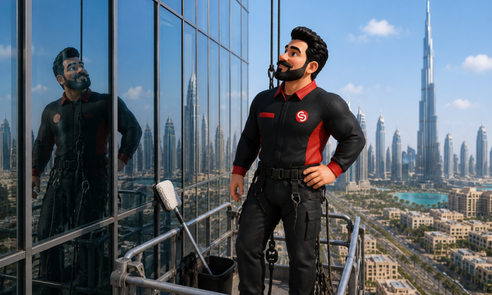 Glass facade cleaning in Dubai by Service Plix