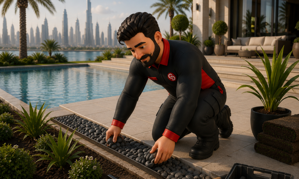 Poolside landscaping services in Dubai by Service Plix