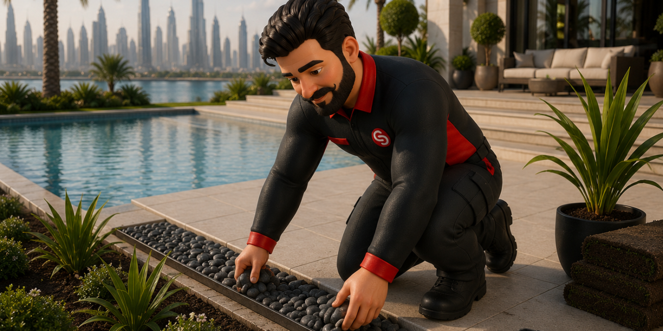 Poolside landscaping services in Dubai by Service Plix